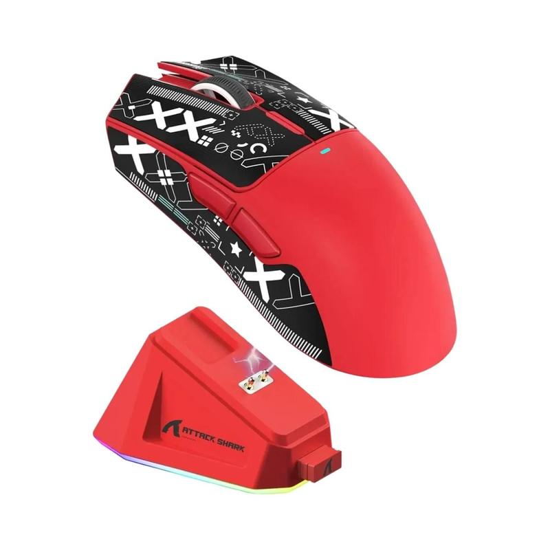 Mouse Gamer Sem Fio Attack Shark X11 PixArt PAW3311 Com Três Modos BT 2.4G E Base De Carregamento